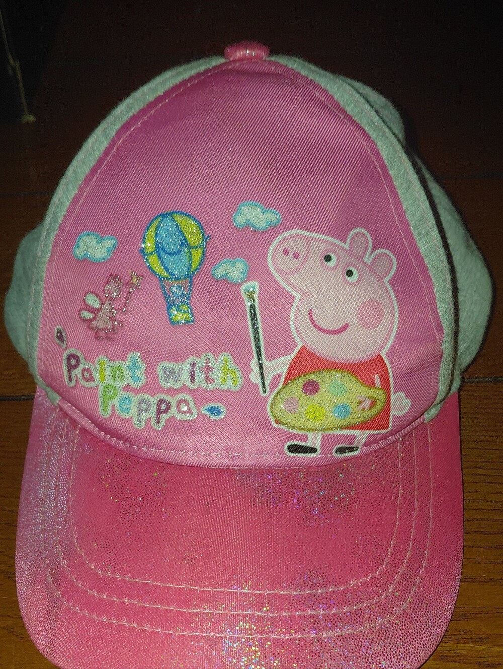 Peppa Pig Pink and Grey Kids Glitter Baseball Hat